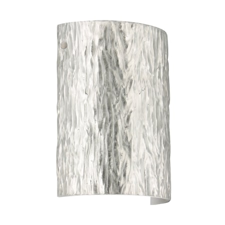 Besa Lighting Tamburo 8 Wall Sconce, Stone Silver Foil, Satin Nickel Cap Finish, 1x8W LED 7090SF-LED-SN